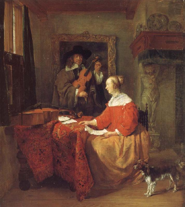 Gabriel Metsu A Woman Seated at a Table and a Man Tuning a Violin china oil painting image